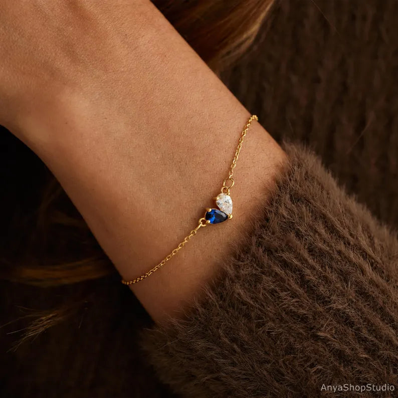 Custom Heart Birthstone Bracelet